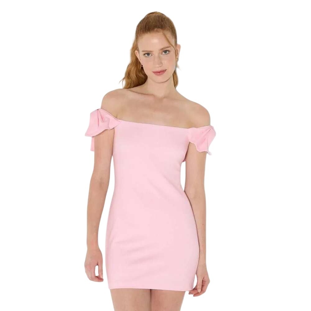 Wild Fable Women's Pink Bow Sleeve Off-the-Shoulder Mini‎ Dress Size Medium